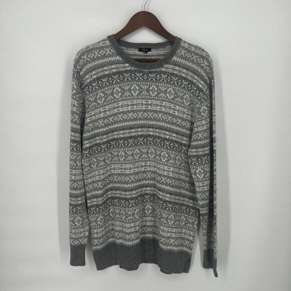 Rails Mens Size Large Gray Carlisle Sweater In Silver Icicle Fair Isle Nordic - Picture 3 of 10